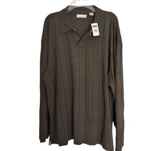 Chere Skin Men’s XXL LS Knit Polo Shirt Brown Collared Casual Pullover Top #B